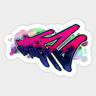 FIGHTER - Street Art Style Text in Pink and Purple Sticker